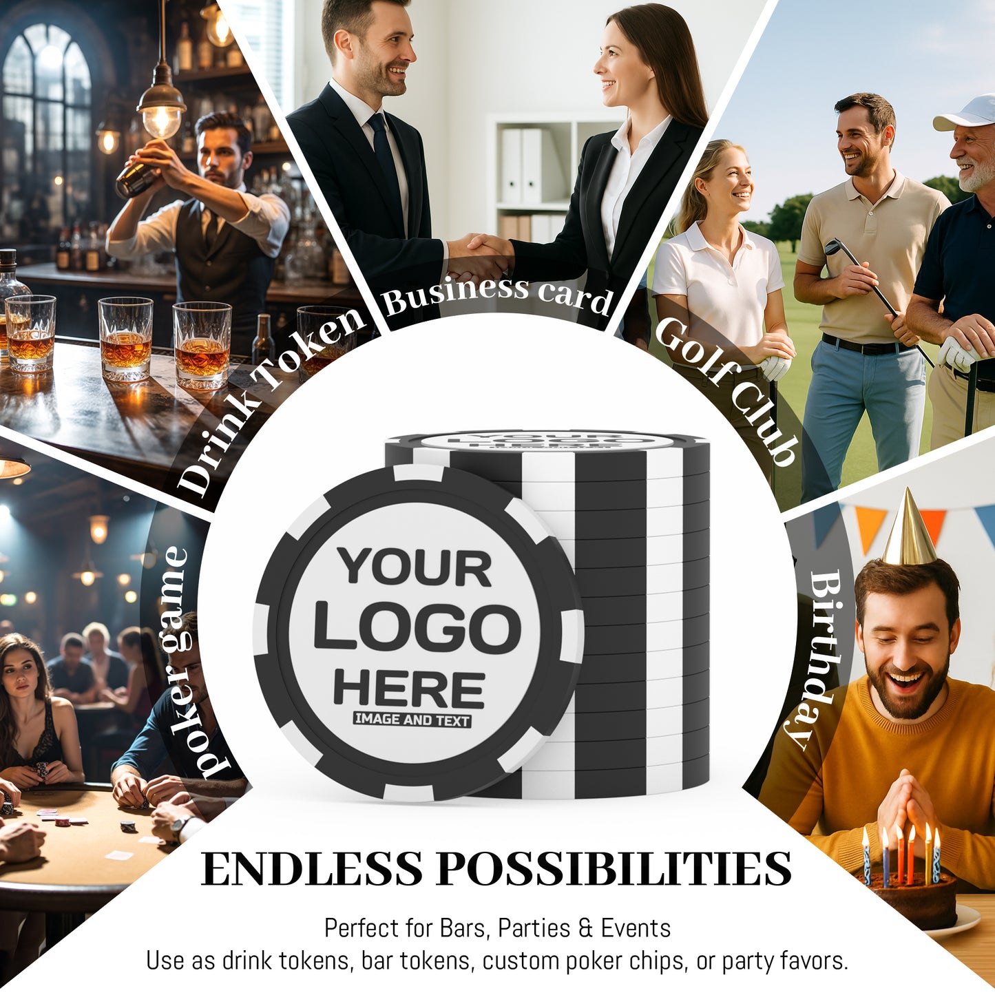 Custom Poker Chips-Personalized Logo, Photo, or Design