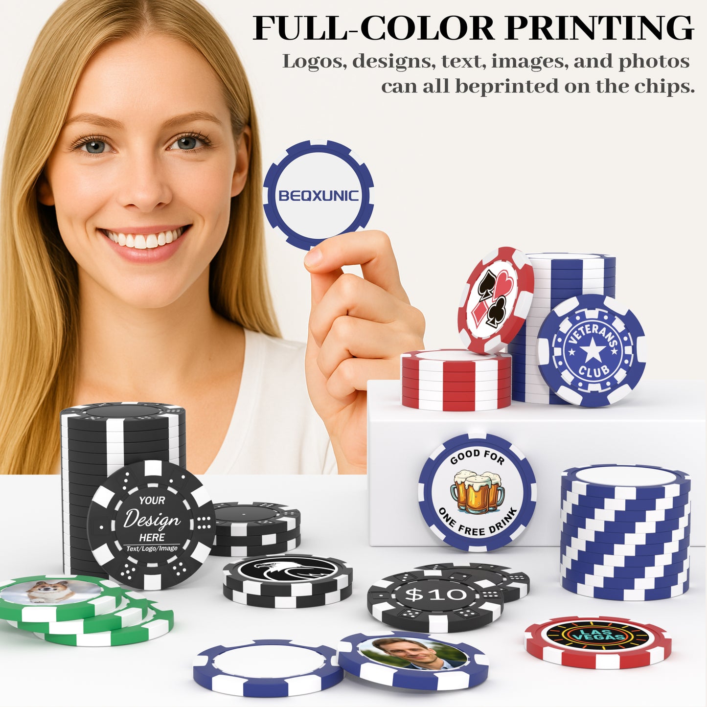 Custom Poker Chips-Personalized Logo, Photo, or Design